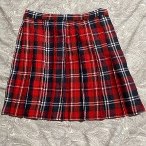 SOLD - New Pleated Red Plaid Skirt
